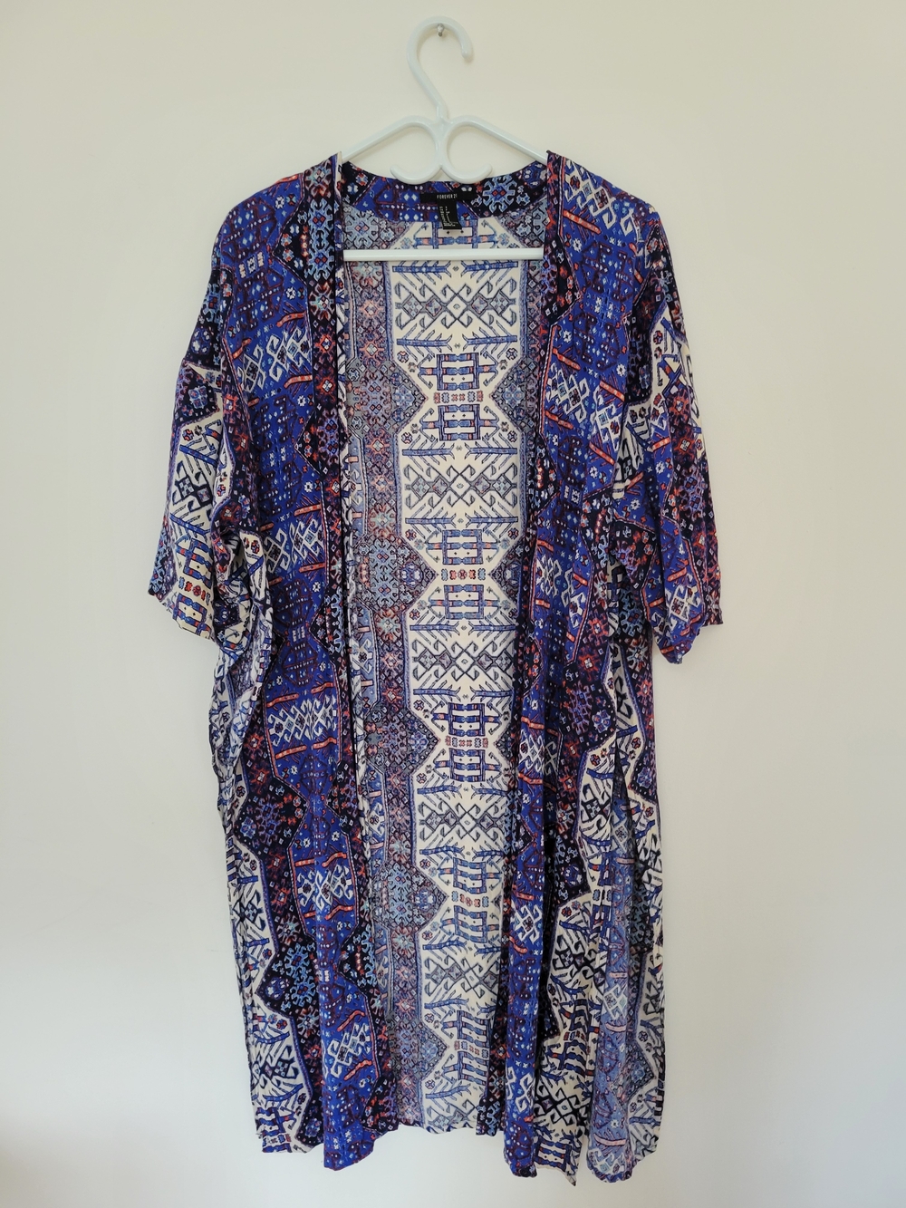 Forever 21 Navy and White Printed Kimono